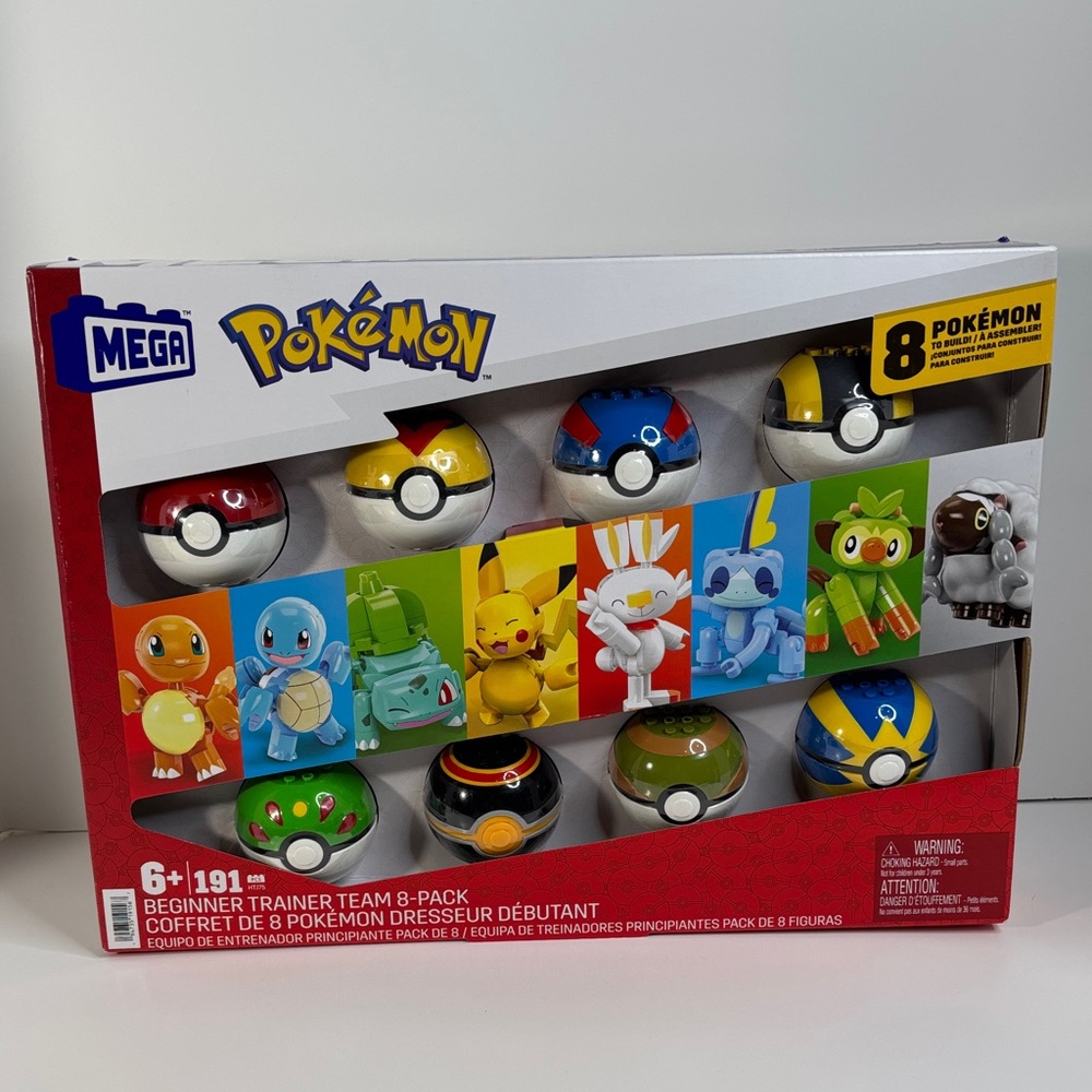 🔴⚪️MEGA Pokémon Action Figure Building Toys Beginner Trainer Team 8-pack